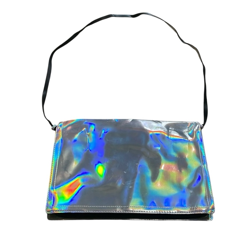 This is a Zara Trafaluc. leather strap holographic bag